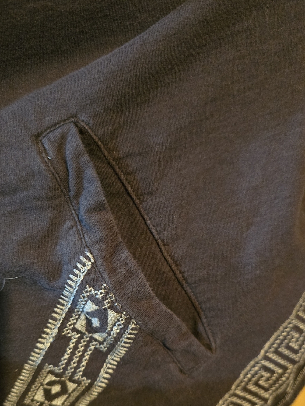 Embroidered Dark Gray Boho Open-Front Jacket With Pockeys - Picture 4 of 5